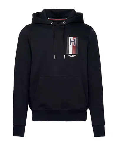 Tommy Hilfiger Flex Hooded Sweatshirt With H Logo In Desert Sky