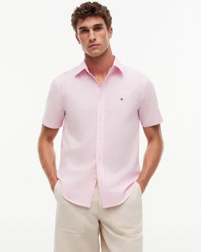 Tommy Hilfiger Flex Poplin Gingham Mens Shirt In Pink