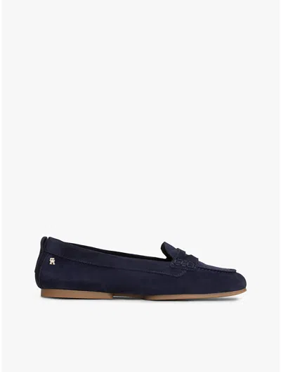 Tommy Hilfiger Flexible Suede Penny Loafer In Blue