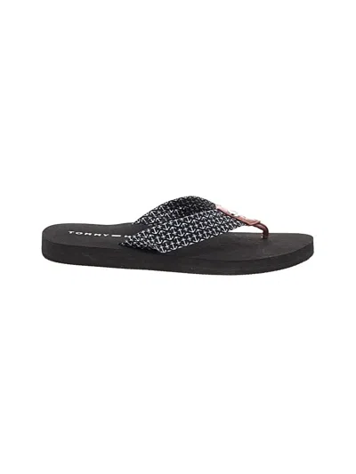 Pre-owned Tommy Hilfiger Flip Flops In Black