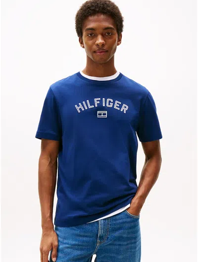 Tommy Hilfiger Flocked Logo T In Blue