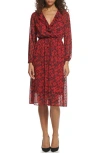 Tommy Hilfiger Flocked Playful Petal Dress In Wine Tasting/chili Pepper