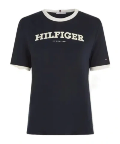 Tommy Hilfiger Flocked Short-sleeved T-shirt In Black