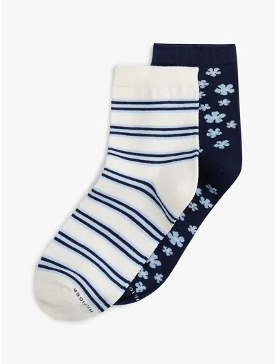 Tommy Hilfiger Floral & Stripe Trouser Sock 2 In Animal Print