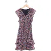 Tommy Hilfiger Women's Flutter-sleeve Faux-wrap Dress In Sky Captain Multi
