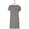 Tommy Hilfiger Floral Flutter Sleeve Jersey Shift Dress In Black/ivory