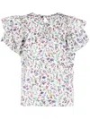 Tommy Hilfiger Floral-print Cotton-blend Blouse In White