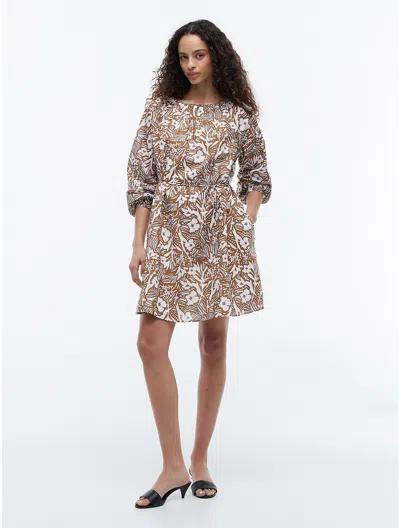 Tommy Hilfiger Floral Print Mini Dress In Brown