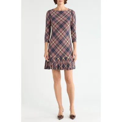 Tommy Hilfiger Floral Print Trapeze Dress In Sky Captain/ Tan