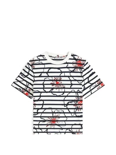 Tommy Hilfiger Floral-print Striped T-shirt In Multi