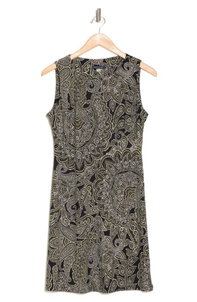 Tommy Hilfiger Florentine Scoop Neck Sleeveless Paisley Print Shift Dress In Gray