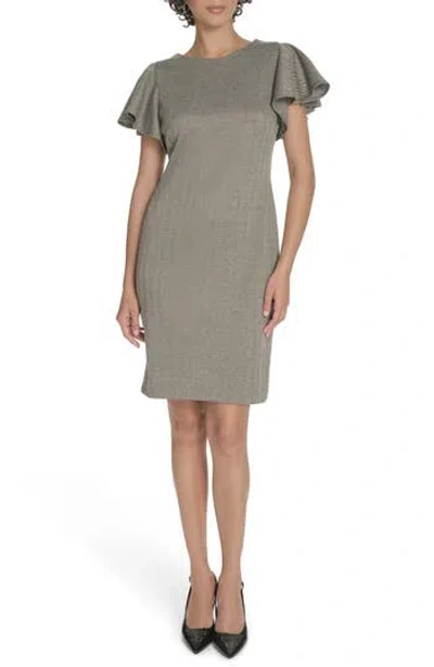 Tommy Hilfiger Flutter Sleeve Herringbone Sheath Dress