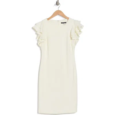 Tommy Hilfiger Flutter Sleeve Shirtdress In Ivory