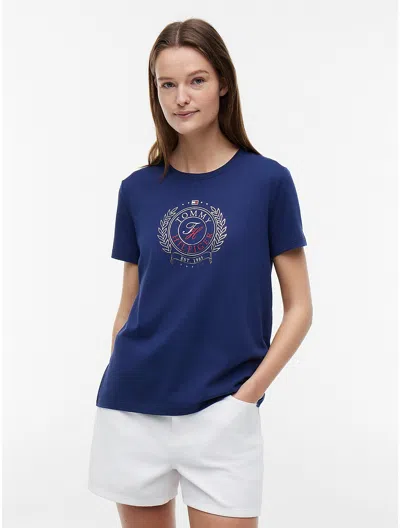 Tommy Hilfiger Foiled Laurel Leaf Logo T In Blue