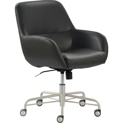 Tommy Hilfiger Forester Modern Luxury Bonded Leather Home Office Chair With Adjustable Height In Gray