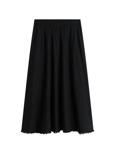 Tommy Hilfiger Frayed-hem Gathered Skirt In Black