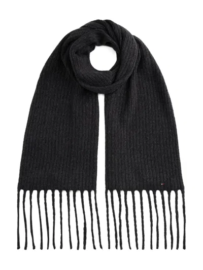 Tommy Hilfiger Cable Knit Scarf In Black