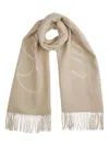 Tommy Hilfiger Fringed Wool Scarf In Neutral