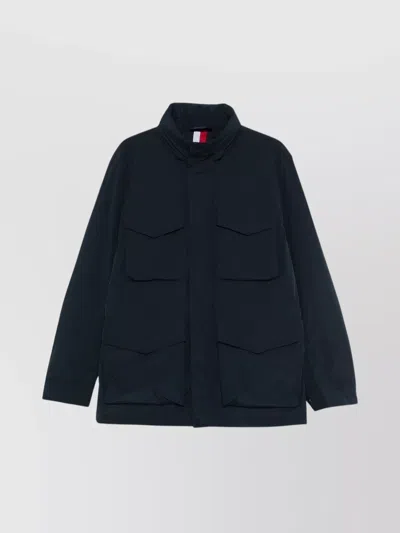 Tommy Hilfiger Front Flap Pockets High Collar Jacket In Blue