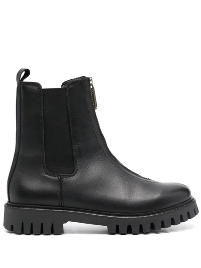 Tommy Hilfiger Front Zip-fastening Ankle Boots In 黑色