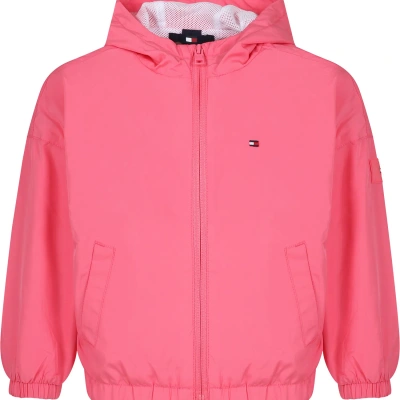 Tommy Hilfiger Kids' Fuchsia Windbreaker For Girl With Embroidery