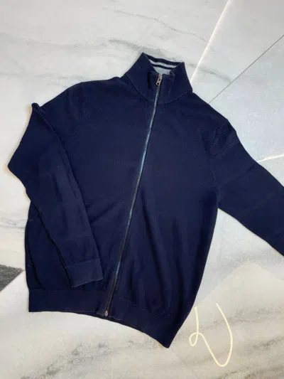 Pre-owned Tommy Hilfiger Full Zip Sweater Size M In Blue