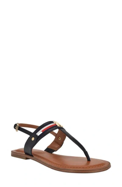 Tommy Hilfiger Gabry T-strap Sandal In Dark Blue