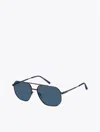 Tommy Hilfiger Geometric Navigator Frame Sunglasses In Dark Ruthenium / Blue Lens