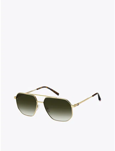 Tommy Hilfiger Geometric Navigator Frame Sunglasses In Gold