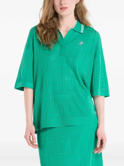 Tommy Hilfiger Geometric-pattern Polo Shirt In Green