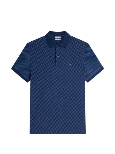 Tommy Hilfiger Geometric-print Short-sleeve Polo Shirt In Blue