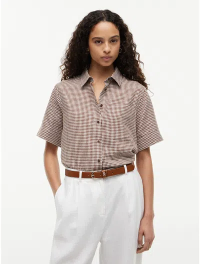 Tommy Hilfiger Gingham Linen In Brown