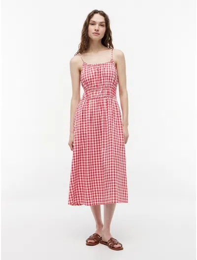 Tommy Hilfiger Gingham Shirred Linen In Red