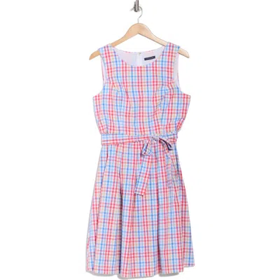 Tommy Hilfiger Gingham Sleeveless Cotton Fit & Flare Dress In Multi