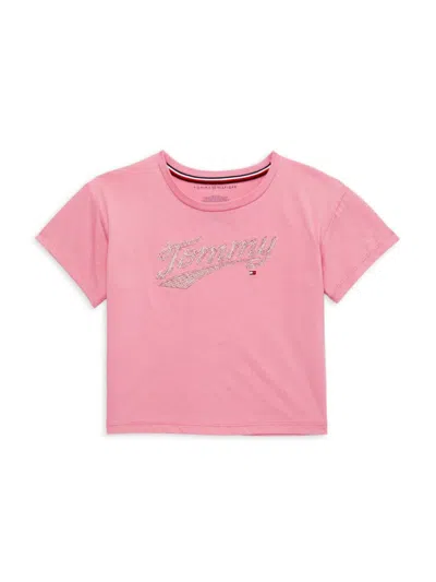 Tommy Hilfiger Kids' Girl's Boxy Logo Graphic Tee In Pink