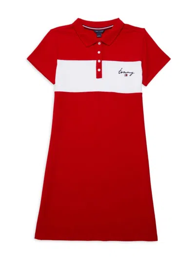 Tommy Hilfiger Kids' Girl's Colorblock Polo Dress In Red