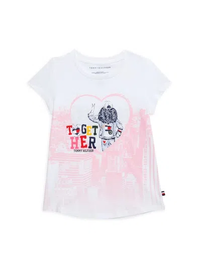 Tommy Hilfiger Kids' Girl's Crewneck Graphic Tee In White