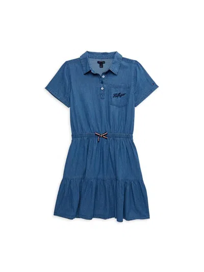 Tommy Hilfiger Kids' Girl's Denim A-line Dress In Blue