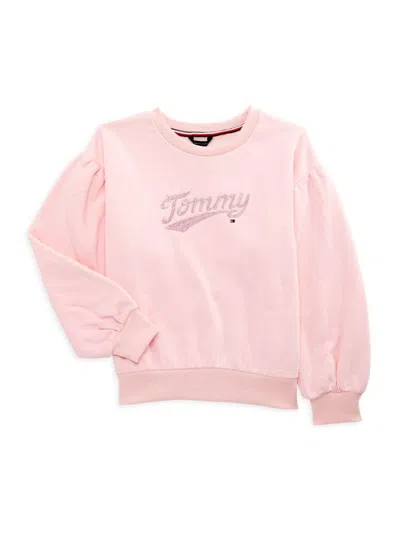 Tommy Hilfiger Kids' Girl's Fleece Logo Sweatshirt In Rose Shadow