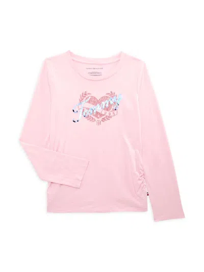Tommy Hilfiger Kids' Girl's Flip Sequin Logo Tee In Rose Shadow