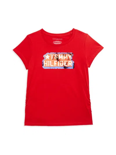 Tommy Hilfiger Kids' Girl's Flip Sequin Tee In Red