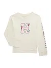 Tommy Hilfiger Girl's Little Mascot Logo Graphic Heathered T-shirt In Oat Heather