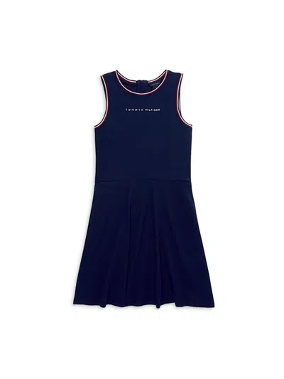 Tommy Hilfiger Kids' Girl's Logo A-line Dress In Navy Blazer