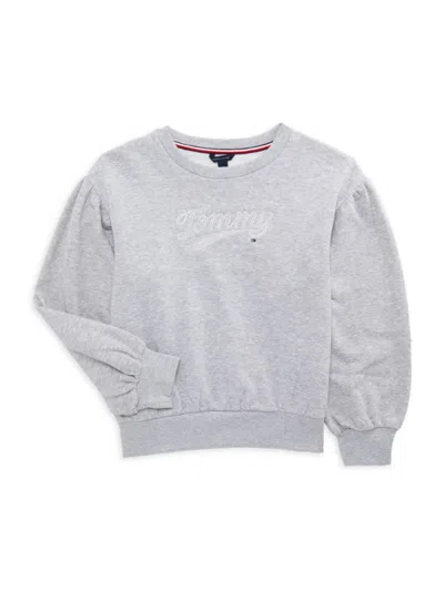 Tommy Hilfiger Kids' Girl's Logo Fleece Sweatshirt In Grey Heather