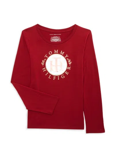 Tommy Hilfiger Kids' Girl's Logo Flip Sequin Tee In Biking Red