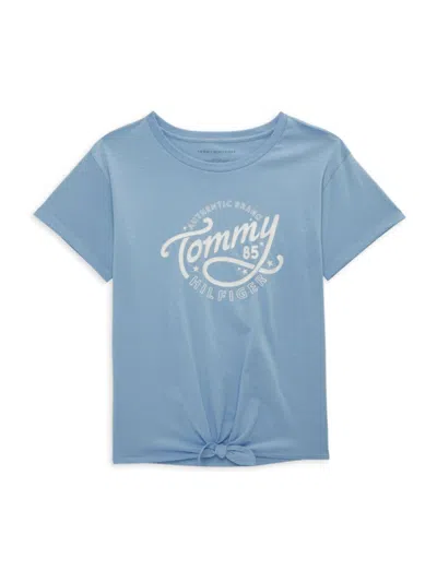 Tommy Hilfiger Kids' Girl's Logo Tee In Placid Blue