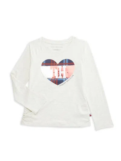 Tommy Hilfiger Kids' Girl's Reversible Sequin Logo Graphic Tee In White