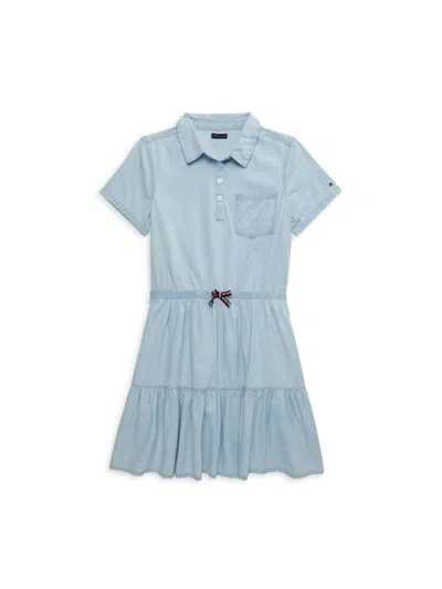Tommy Hilfiger Kids' Girl's Tiered Denim Dress In Jane Light Wash