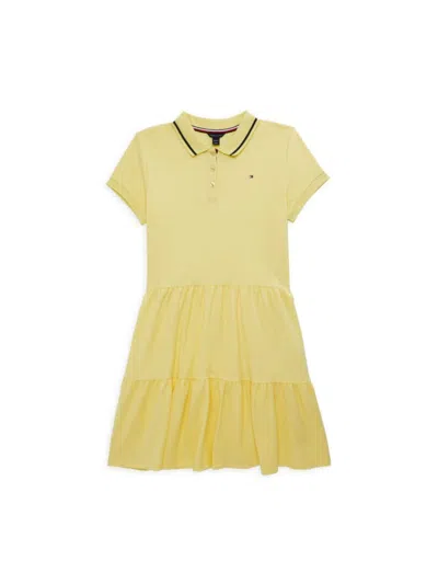 Tommy Hilfiger Kids' Girl's Tiered Polo Dress In Lemon