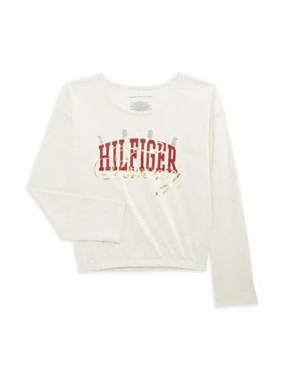 Tommy Hilfiger Kids' Girl's Tommy Logo Heathered Tee In White